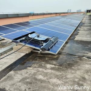 Solar Panel Cleaner With DC Motor Controls And Brush Rotation