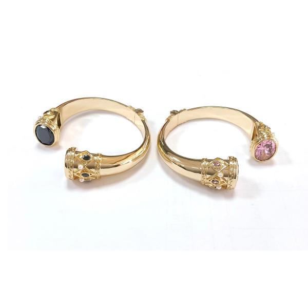 Plating Brass Bangle Bracelets Cuff Jewelry Garnet Stones Silver Jewelry Glitter CZ