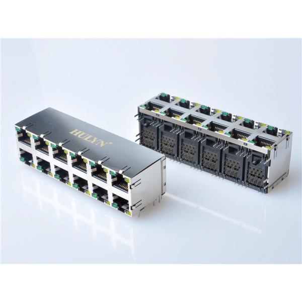 HULYN RJ45 Shielded RJ45 Modular Jack Connector,with LEDs, 2x6 Ports,RJ45 connector