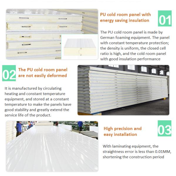 Cam lock PU cold room panel 960mm width for modular cold storage room 50-200mm thickness
