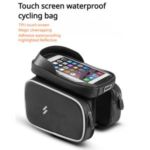 China Bicycle upper tube bag mobile phone touch screen road bike mountain bike front beam bag frame bag riding equipment acces on sale