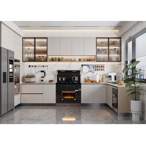 China Customized Modern Design Plywood Particleboard Carcass Lacquer Kitchen Cabinets on sale