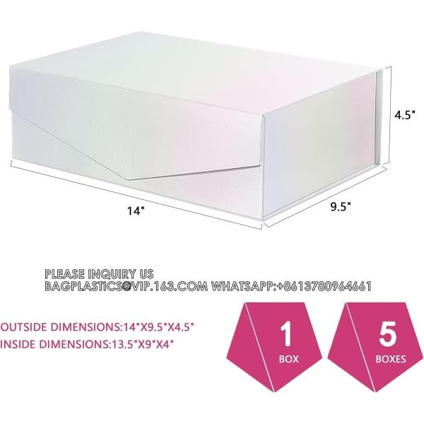 Holographic Silver Gift Boxes, Large Gift Boxes With Lids,Magnetic Closure Gift Boxes Presents, Bridesmaid Proposal