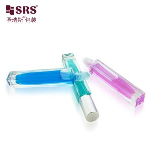 Square Shape Custom Clear Bottle Perfume Oil Applicator Glass Roll On 10ml