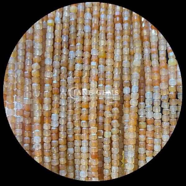 Colorful Mini Cube Gemstone Beads Pink Opal and Green Agate Strands for DIY Jewelry