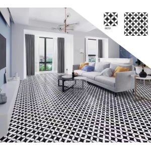Black and White 20x20cm Ceramic Rustic Tile for Indoor Floor and Wall