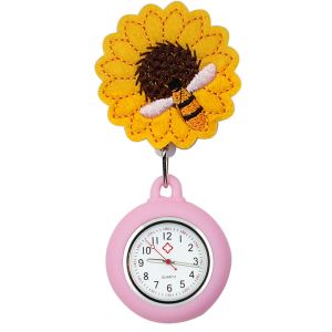 FOB Nurse Pocket Watch Stretchable Embroidery Sunflower Medical Silicone Watches