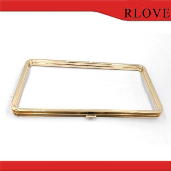 Fashion design hardware accessories gold iron rectangle box clip clutch frame for purse