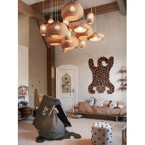 Modern Natural Brown Weave Lantern Pendant Light Handcrafted Bamboo Chandelier