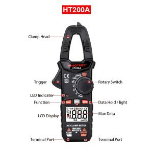 2000 Counts 200A Double Backlight Mini Clamp Meter
