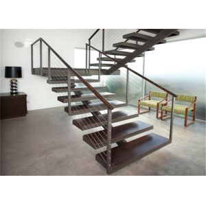Modern Residential Straight Flight Staircase / U Shaped Staircase Design