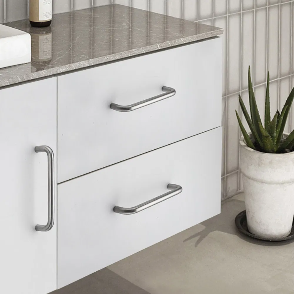 High Quality Stainless Steel Solid Exterior Interior Luxury Hardware Tube Cabinet Furniture Handle Pull Modern Bedroom Aluminum Alloy Lever Black Door Handle