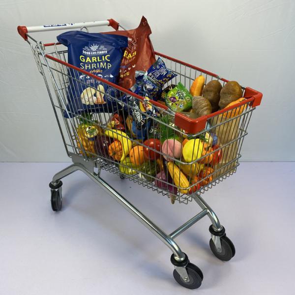 150L TPU Wheels European Style Steel Shopping Cart For Grocery Store