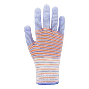 13 Gauge Polyester PU Palm Coated Gloves With Zebra Design