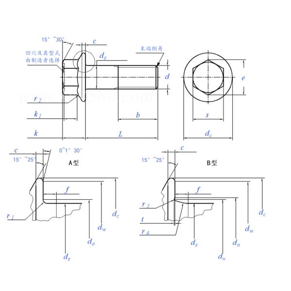 U10mm M20 10.9 Din 6921 Zinc Plating Hex Flange Bolt Stainless Steel Fasteners