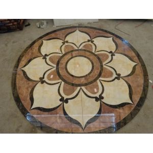 Parquet, natural stone parquet, engineered stone water jet medallion