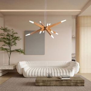 Modern Vintage Nordic Wood Pendant Light LED Ceiling Lamp for Hotel Restaurant