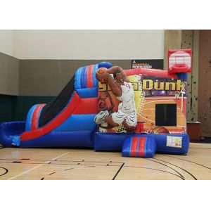 Basketball Sports 3 In 1 Inflatable Bouncer Combo Slide Spider Man Bounce House