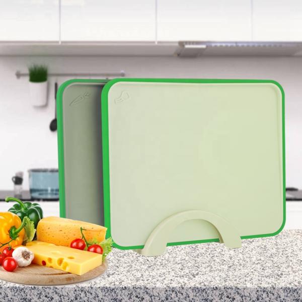 Custom Colored PP Chopping Blocks With Tray Index Plastic Cutting Board Set Large Size