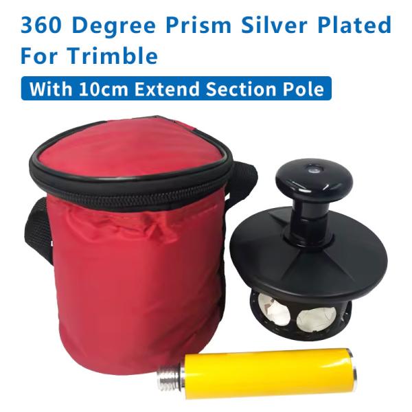 Buy 360 Degree Prism Silver Plated For Trimble Total Station 5/8"X11 Female Thread With 10cm Extend Section Pole at wholesale prices