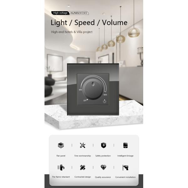 N8V Tempered Glass Dimmer Control Panel High Voltage 220VAC 50/60Hz
