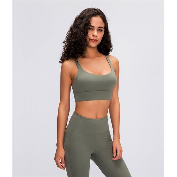 Longline Womens Padded Womens Sports Bra Widened Hem Shockproof Cross Back