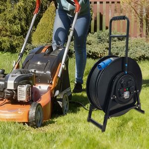 Portable Retractable Power Cable Reel with Sockets for Home Workshop Garage Use