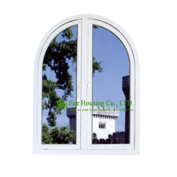 Arch UPVC Windows With Grilled Design For House residential, White Color Vinyl