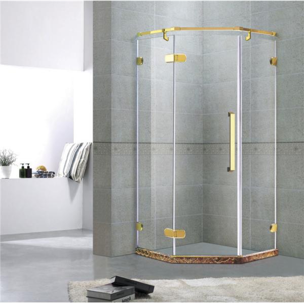 Golden Diamond Type Frameless Shower Cubicles Hinged 10MM Tempered Glass CE /