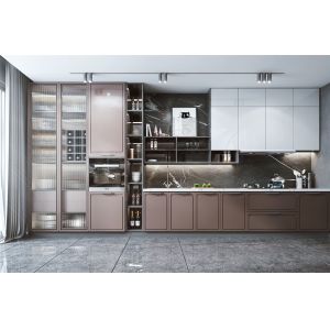 Modern Complete Kitchen Furniture Modular MDF Cabinets Backsplash Drawer Basket