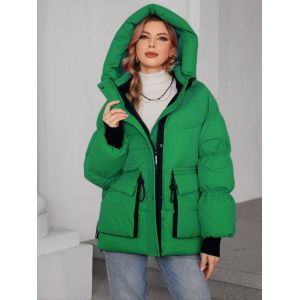 China Loose Style Womens Down Coat Green Womens Long Puffer Coat on sale