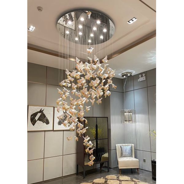Modern Luxury Custom Large Chandelier Stair Chandelier Hotel High Ceiling