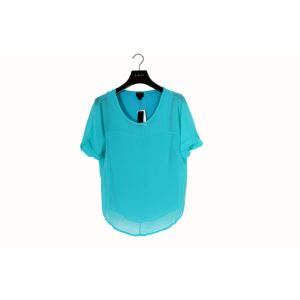 Daily Blue V Neck Ladies Casual Loose Tops 100% Polyester