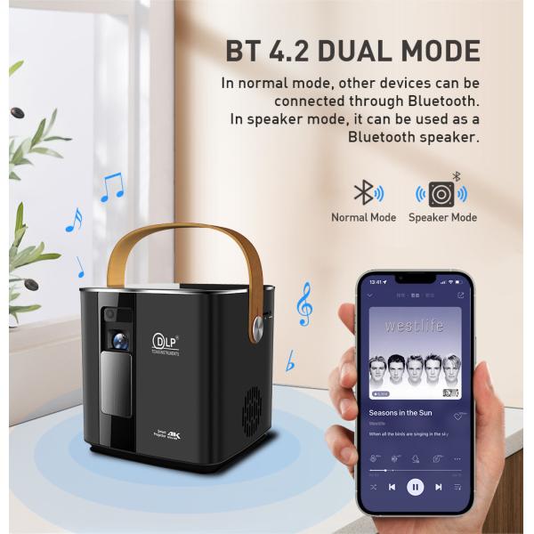 Flyin P12 1080P Max 4K Mini Projector 9000mAh Battery Outdoor Video 400 ANSI Lumens Android 9 2GB/16GB DLP Link 3D Proyector