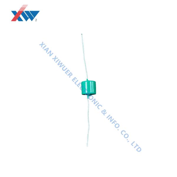 Buy 10KVDC 500pF multilayer axial ceramic capacitor green epoxy coated with tinned copper wire at wholesale prices