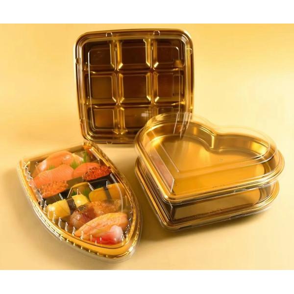 Buy Customized Logo Disposable Pet Plastic Sushi Takeaway Food Tray with Cover at wholesale prices