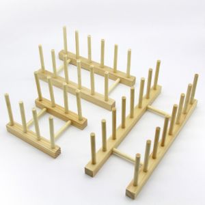 Wooden Wine Tea Cup Holder Stand Carbonized Kitchen Drain Rack