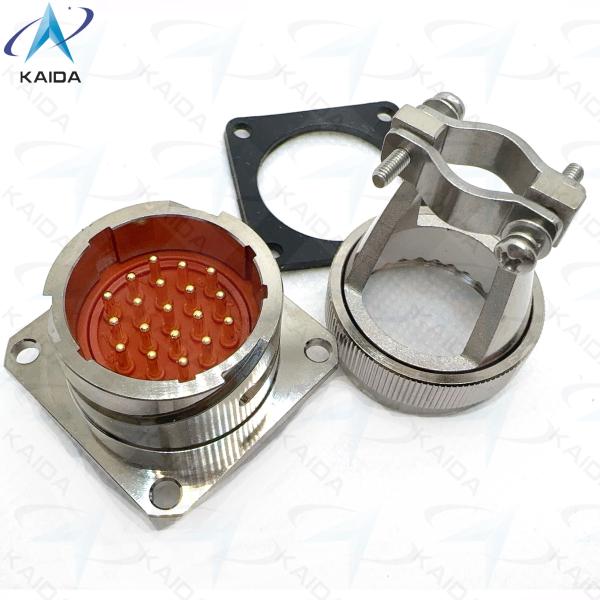 19 Shell Size Receptacle With Straight Clamp Back Shell Durable Electroless Nickel Connector YPM4-19-2J2 Receptacle With Straight Clamp Back Shell