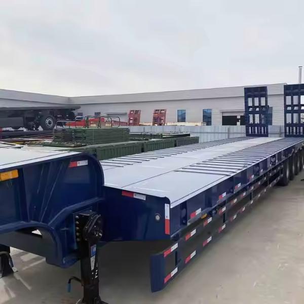Buy 60 Tons Hydraulic Extendable Lowboy Loader Low Bed Truck Semi Trailer 2-3 Axle Cargo & Utility Trailers at wholesale prices