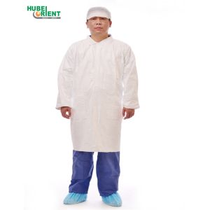 CE Breathable Tyvek Disposable Lab Coats With Elastic Wrist