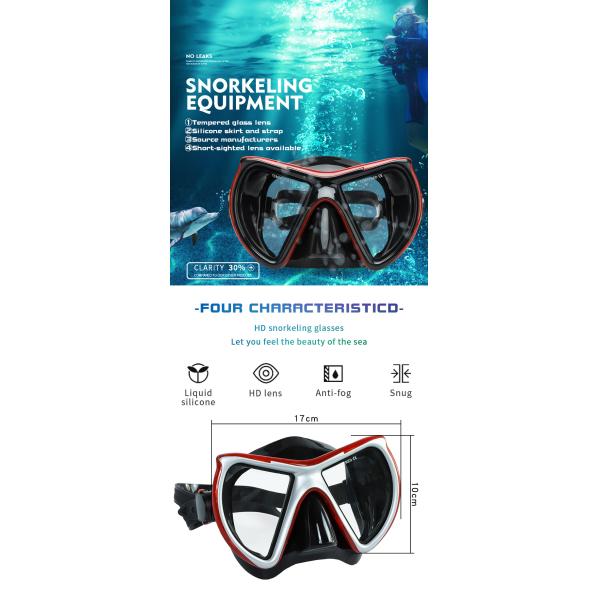 4mm Tempered Glass Dive Prescription Snorkel Mask Anti Fog Underwater
