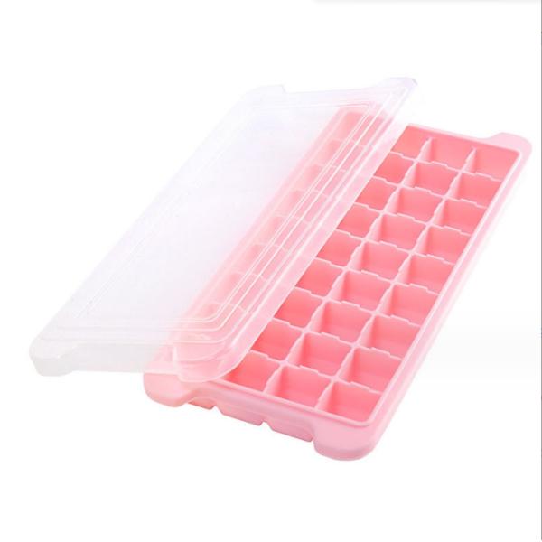 Food Grade 24 36 Square Ice Cube Silicone Mold with Plastic Type PP and PP Cover