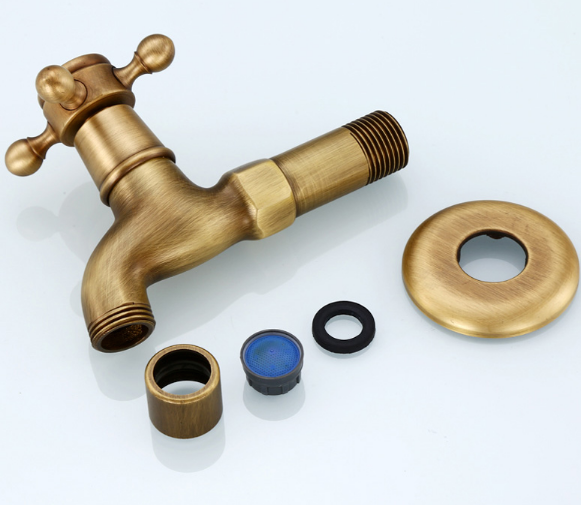 Antique Brass Bibcock 4 6 Point CE Outdoor Water Tap And Sprayer