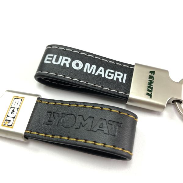 Real Leather Rectangle Key Chain Name Silk Screen Zinc Alloy Personalised Keychain