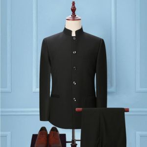 wholesale custom slim fit mens chinese collar suit