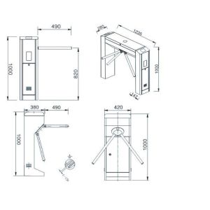 LED Direction Guide Optical Turnstile Gate With Wheel Mechanism