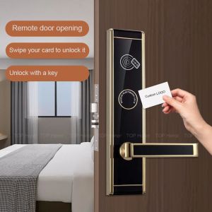 Silver Zinc Alloy Hotel Smart Locks RFID Card Mechanical Key Unlock Lightweight
