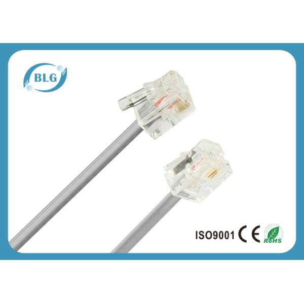 Buy Stranded  7 / 0.12 Mm Telephone Line Cable With Two Cores 1.8 M RJ11 at wholesale prices