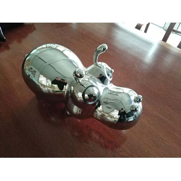 Stainless Steel Metal Art Sculptures Animals Hippopotamus 0.4 Meter Length