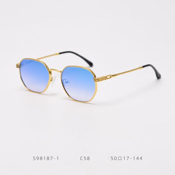 Men Women Polygon Frame Sunglasses Reflective Personality Small Frame Plain Lens Glasses